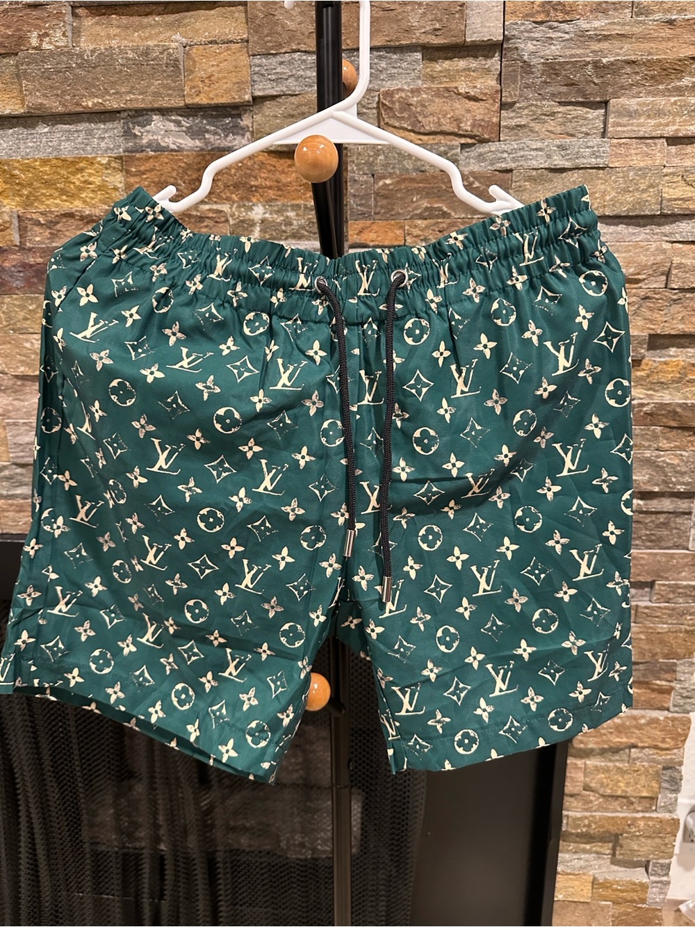 Printed Swim Trunks in Green size M